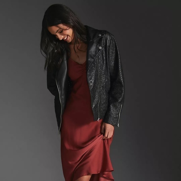 Anthropologie Faux Leather Eyelet Jacket - Picture 4 of 7